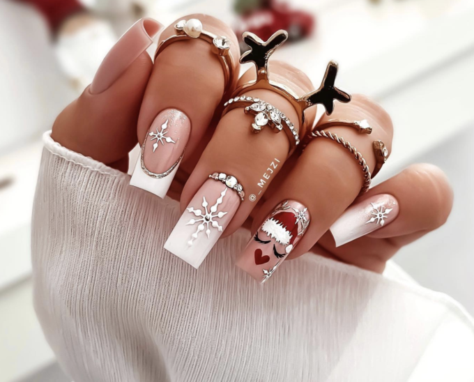 santa frost christmas nails